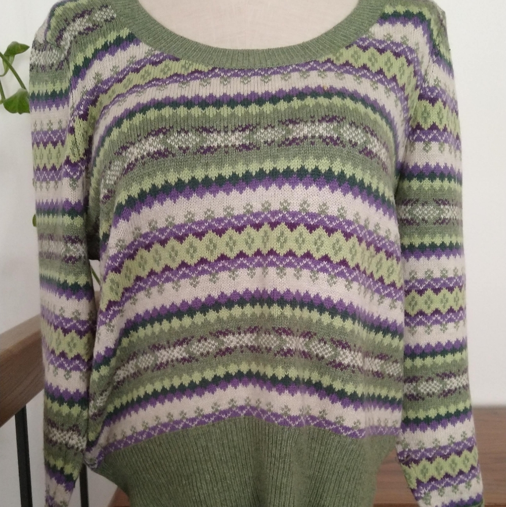 St. John's Bay green and purple sweater